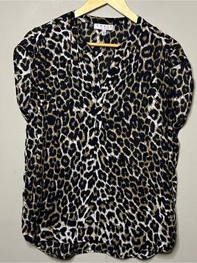 Chaus New York Leopard Print Sleeveless Blouse Women Small Brown Tan Layering